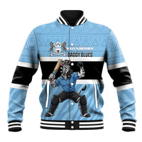 Custom Botswana Cricket Baseball Jacket Go Baggy Blues Zebra Mascot - Wonder Print Shop