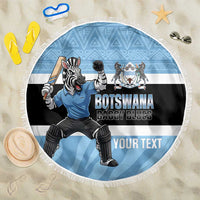 Custom Botswana Cricket Beach Blanket Go Baggy Blues Zebra Mascot - Wonder Print Shop