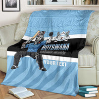 Custom Botswana Cricket Blanket Go Baggy Blues Zebra Mascot - Wonder Print Shop