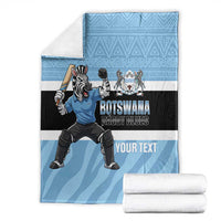 Custom Botswana Cricket Blanket Go Baggy Blues Zebra Mascot - Wonder Print Shop