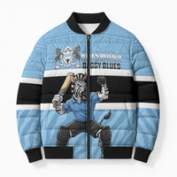Custom Botswana Cricket Bomber Puffer Jacket Go Baggy Blues Zebra Mascot - Wonder Print Shop