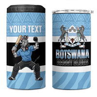 Custom Botswana Cricket 4 in 1 Can Cooler Tumbler Go Baggy Blues Zebra Mascot - Wonder Print Shop