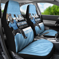 Custom Botswana Cricket Car Seat Cover Go Baggy Blues Zebra Mascot - Wonder Print Shop