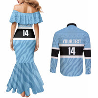 Custom Botswana Cricket Couples Matching Mermaid Dress and Long Sleeve Button Shirt Go Baggy Blues Zebra Mascot - Wonder Print Shop