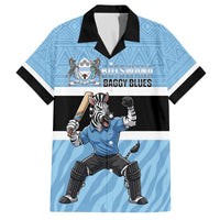 Custom Botswana Cricket Family Matching Off The Shoulder Long Sleeve Dress and Hawaiian Shirt Go Baggy Blues Zebra Mascot - Wonder Print Shop