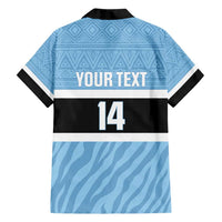 Custom Botswana Cricket Family Matching Off Shoulder Short Dress and Hawaiian Shirt Go Baggy Blues Zebra Mascot - Wonder Print Shop