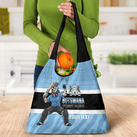 Custom Botswana Cricket Grocery Bag Go Baggy Blues Zebra Mascot - Wonder Print Shop