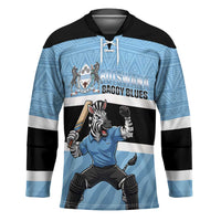 Custom Botswana Cricket Hockey Jersey Go Baggy Blues Zebra Mascot - Wonder Print Shop