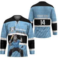 Custom Botswana Cricket Hockey Jersey Go Baggy Blues Zebra Mascot - Wonder Print Shop