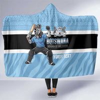 Custom Botswana Cricket Hooded Blanket Go Baggy Blues Zebra Mascot - Wonder Print Shop