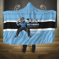 Custom Botswana Cricket Hooded Blanket Go Baggy Blues Zebra Mascot - Wonder Print Shop