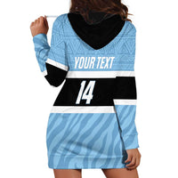 Custom Botswana Cricket Hoodie Dress Go Baggy Blues Zebra Mascot - Wonder Print Shop
