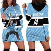 Custom Botswana Cricket Hoodie Dress Go Baggy Blues Zebra Mascot - Wonder Print Shop