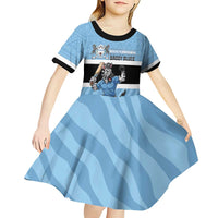 Custom Botswana Cricket Kid Short Sleeve Dress Go Baggy Blues Zebra Mascot - Wonder Print Shop