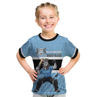 Custom Botswana Cricket Kid T Shirt Go Baggy Blues Zebra Mascot - Wonder Print Shop