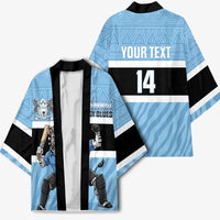 Custom Botswana Cricket Kimono Go Baggy Blues Zebra Mascot - Wonder Print Shop