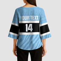 Custom Botswana Cricket Kimono Sleeve Blouse Go Baggy Blues Zebra Mascot - Wonder Print Shop