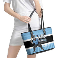 Custom Botswana Cricket Leather Tote Bag Go Baggy Blues Zebra Mascot - Wonder Print Shop