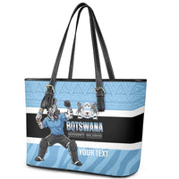 Custom Botswana Cricket Leather Tote Bag Go Baggy Blues Zebra Mascot - Wonder Print Shop