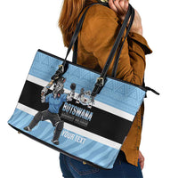 Custom Botswana Cricket Leather Tote Bag Go Baggy Blues Zebra Mascot - Wonder Print Shop