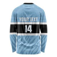 Custom Botswana Cricket Long Sleeve Shirt Go Baggy Blues Zebra Mascot - Wonder Print Shop