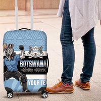 Custom Botswana Cricket Luggage Cover Go Baggy Blues Zebra Mascot - Wonder Print Shop