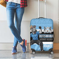 Custom Botswana Cricket Luggage Cover Go Baggy Blues Zebra Mascot - Wonder Print Shop