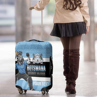 Custom Botswana Cricket Luggage Cover Go Baggy Blues Zebra Mascot - Wonder Print Shop