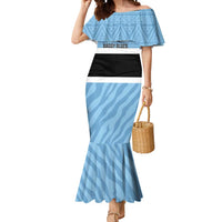 Custom Botswana Cricket Mermaid Dress Go Baggy Blues Zebra Mascot - Wonder Print Shop