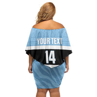 Custom Botswana Cricket Off Shoulder Short Dress Go Baggy Blues Zebra Mascot - Wonder Print Shop