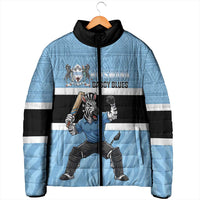 Custom Botswana Cricket Padded Jacket Go Baggy Blues Zebra Mascot - Wonder Print Shop
