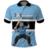 Custom Botswana Cricket Polo Shirt Go Baggy Blues Zebra Mascot - Wonder Print Shop