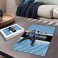 Custom Botswana Cricket Puzzle Go Baggy Blues Zebra Mascot - Wonder Print Shop