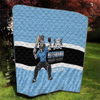 Custom Botswana Cricket Quilt Go Baggy Blues Zebra Mascot - Wonder Print Shop