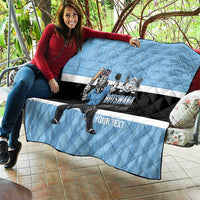 Custom Botswana Cricket Quilt Go Baggy Blues Zebra Mascot - Wonder Print Shop