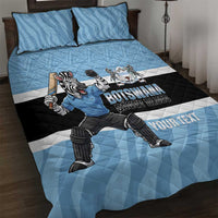 Custom Botswana Cricket Quilt Bed Set Go Baggy Blues Zebra Mascot - Wonder Print Shop
