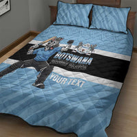 Custom Botswana Cricket Quilt Bed Set Go Baggy Blues Zebra Mascot - Wonder Print Shop