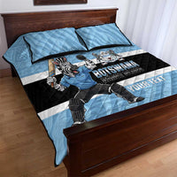 Custom Botswana Cricket Quilt Bed Set Go Baggy Blues Zebra Mascot - Wonder Print Shop