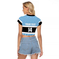 Custom Botswana Cricket Raglan Cropped T Shirt Go Baggy Blues Zebra Mascot - Wonder Print Shop