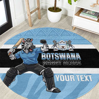 Custom Botswana Cricket Round Carpet Go Baggy Blues Zebra Mascot - Wonder Print Shop