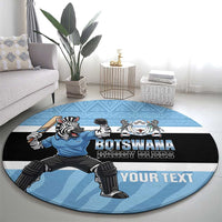 Custom Botswana Cricket Round Carpet Go Baggy Blues Zebra Mascot - Wonder Print Shop