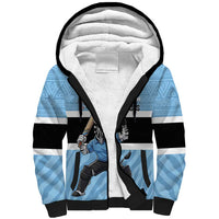 Custom Botswana Cricket Sherpa Hoodie Go Baggy Blues Zebra Mascot - Wonder Print Shop