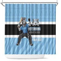 Custom Botswana Cricket Shower Curtain Go Baggy Blues Zebra Mascot - Wonder Print Shop