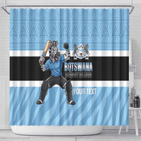 Custom Botswana Cricket Shower Curtain Go Baggy Blues Zebra Mascot - Wonder Print Shop
