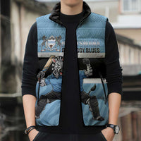 Custom Botswana Cricket Sleeveless Puffer Jacket Go Baggy Blues Zebra Mascot - Wonder Print Shop