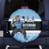 Custom Botswana Cricket Spare Tire Cover Go Baggy Blues Zebra Mascot - Wonder Print Shop