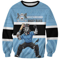 Custom Botswana Cricket Sweatshirt Go Baggy Blues Zebra Mascot - Wonder Print Shop