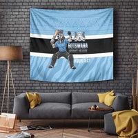 Custom Botswana Cricket Tapestry Go Baggy Blues Zebra Mascot - Wonder Print Shop