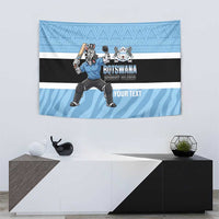 Custom Botswana Cricket Tapestry Go Baggy Blues Zebra Mascot - Wonder Print Shop