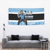 Custom Botswana Cricket Tapestry Go Baggy Blues Zebra Mascot - Wonder Print Shop